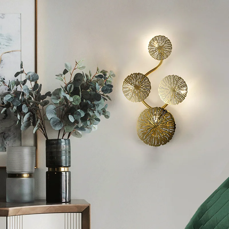 

Leaf Modern Wall Lotus Lamp Decoration Creative Living room Background Wall Modeling Lamp Aisle Bedroom Indoor Lights