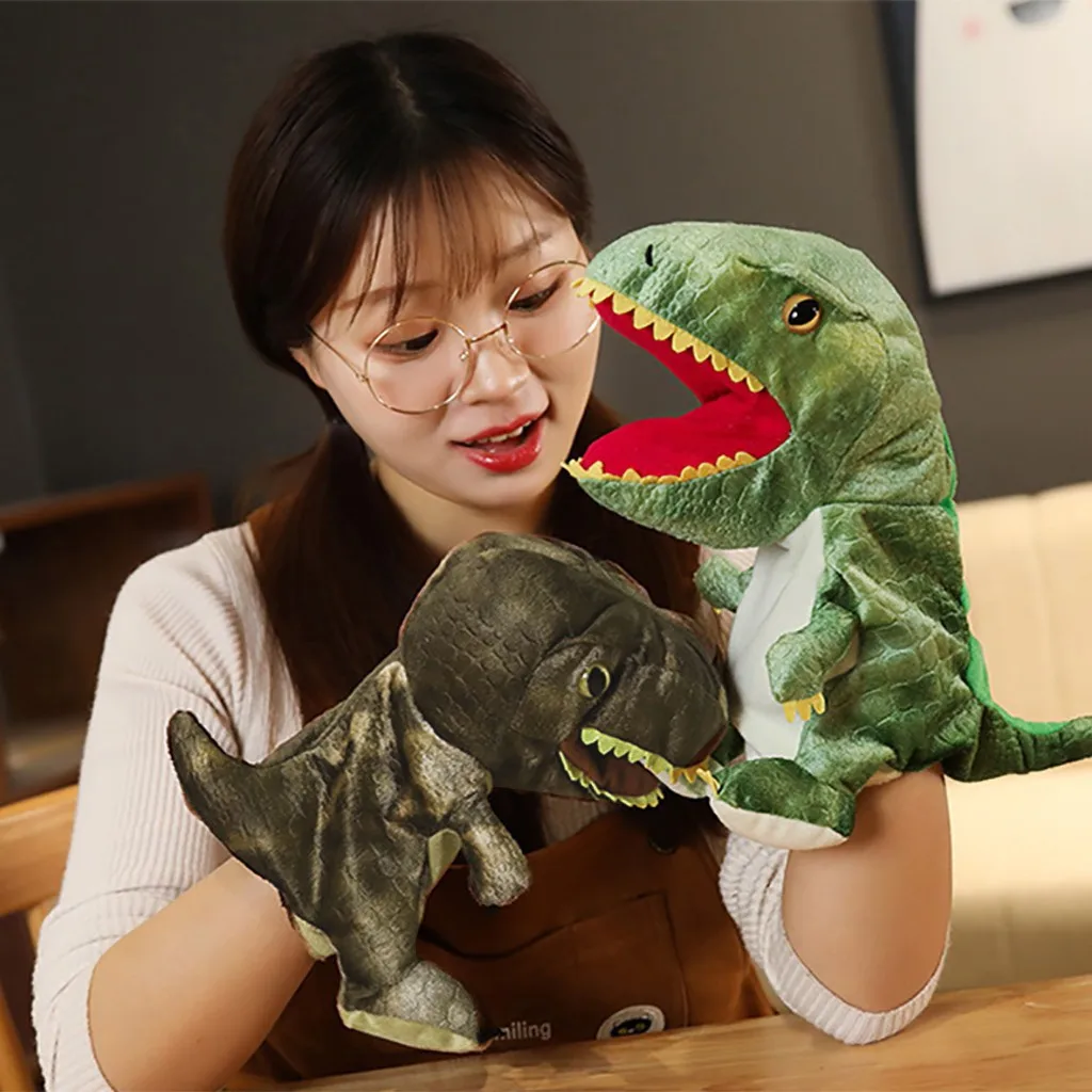 35 см динозавр ручной Пальчиковый Кукла Милая Открытая рот животное плюшевая