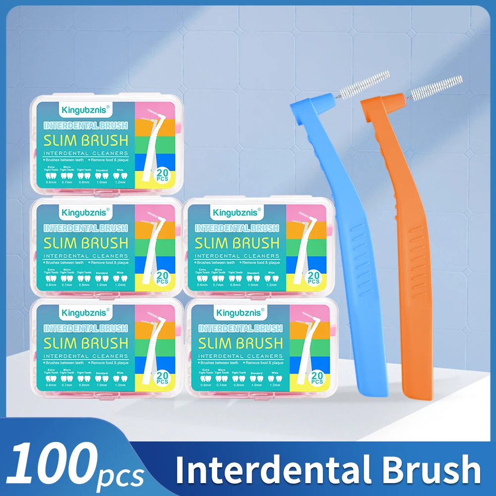 Kingubznis 100/120pcs Interdental Brush for Orthodontic Dental Braces Clean Between Teeth Soft Bristles Brush With Dust Cover
