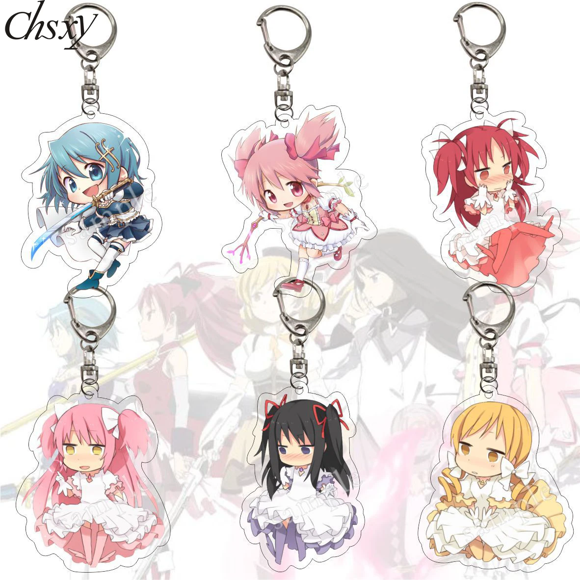 

Anime Puella Magi Madoka Magica Keychain Kaname Madoka Akemi Homura Figures Keyring Acrylic Pendant Key Chain Cute Boy Girl Gift