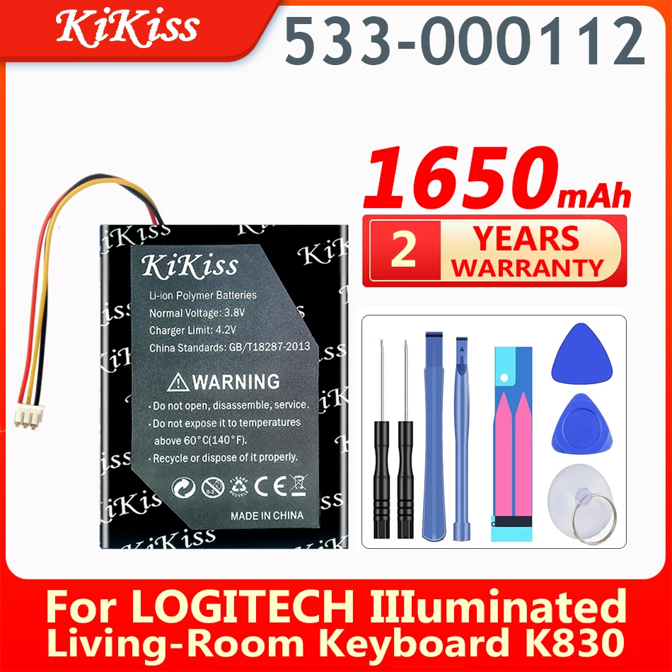 

Аккумулятор KiKiss 1650 мАч для клавиатуры 533-000112, L/N 1406 для Logitech IIIuminated гостиная Keyboa, K830 запасной аккумулятор