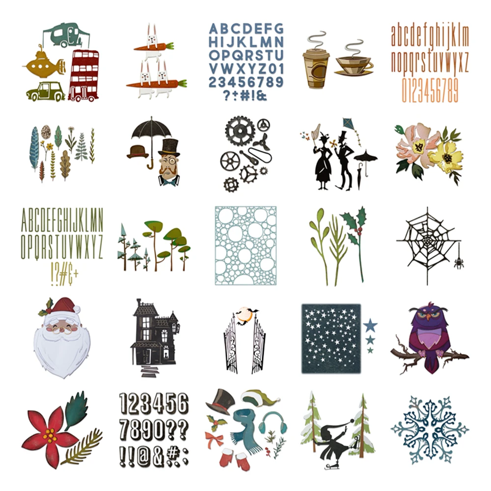 

Owl Santa Claus Snowflake Words Flower Gear Metal Cutting Dies For Scrapbooking Paper Making Account Craft Set Card No Stamp