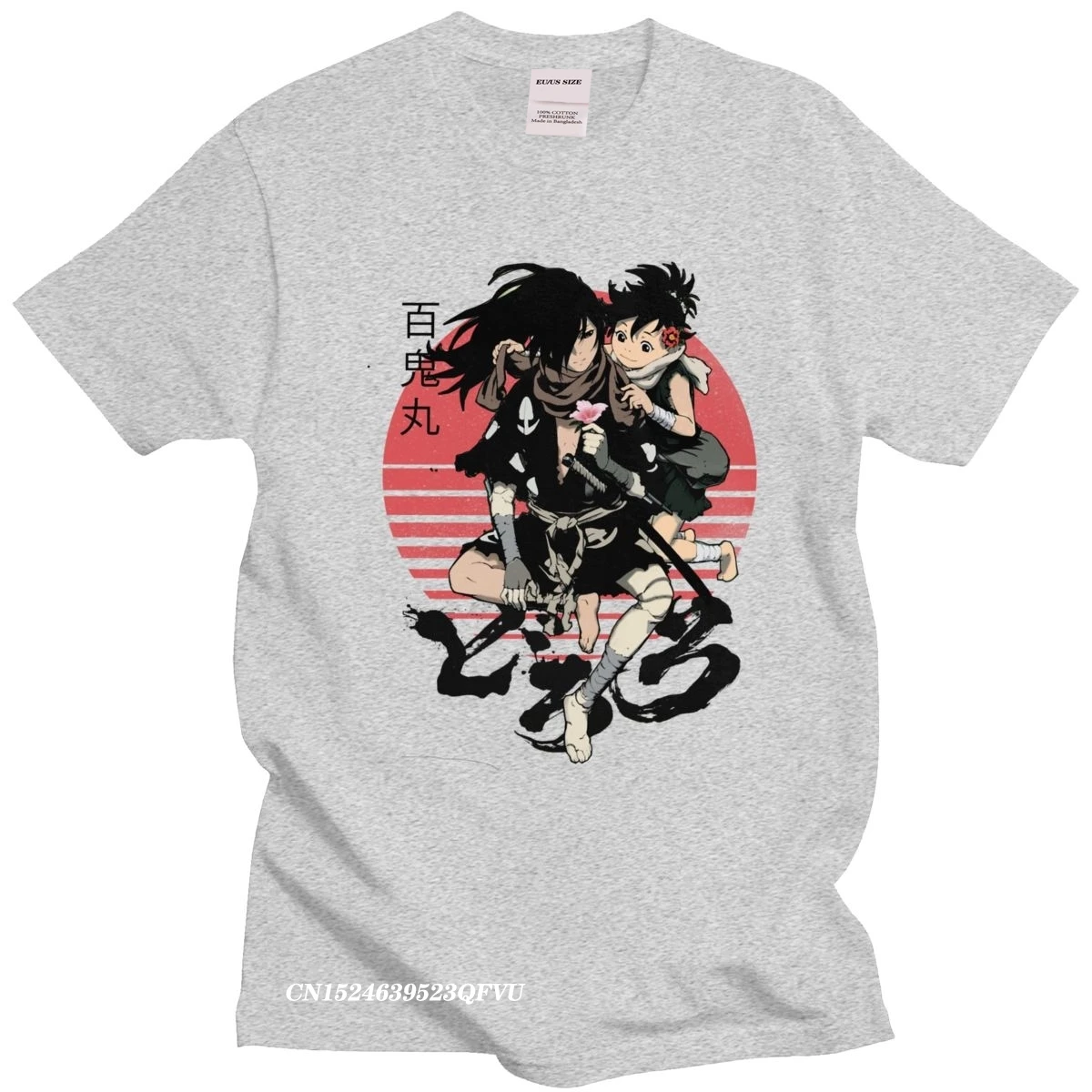 Vintage Anime Dororo Men Soft Cotton Awesome Mnaga T-Shirt Camisas Men Hyakkimaru Samurai Harajuku Shirt Fit Clothing