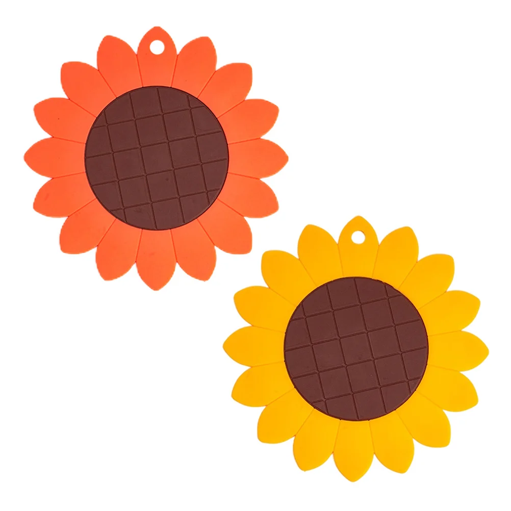 

2Pcs Sunflower Design Cup Mats Desktop Coasters Delicate Table Mats for Home