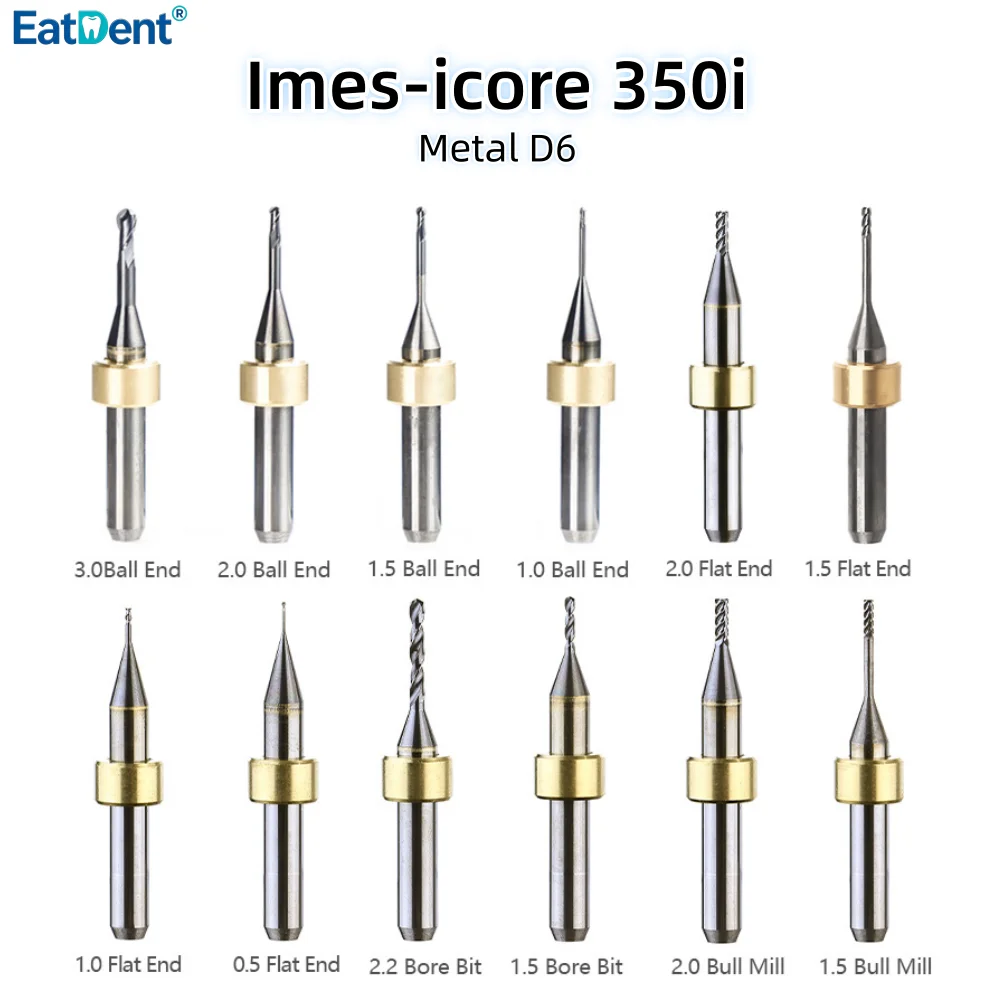 Фото Фрезы Imes Icore 350i для обработки металлов, таких как титан и CoCr, хвостовик D6, длина 50 мм, фреза для CAD/CAM, зуботехнические шлифовальные сверла. №2