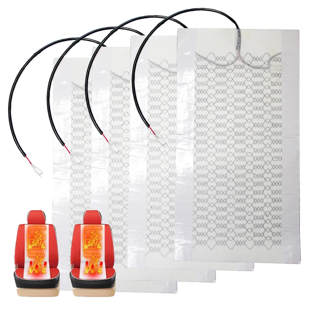 

4Pcs Universal 12V Universal Car Seat Heated Heating Heater Carbon Fiber Car Seat Heat Pads Switch Winter Warmer Seat Covers Set