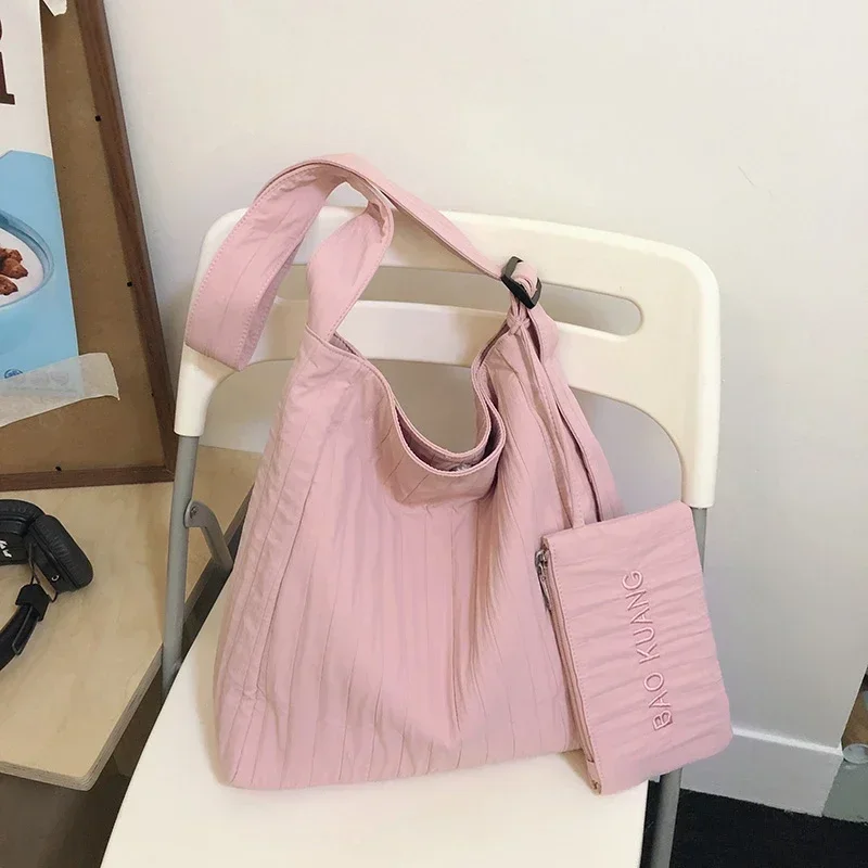 Простые сумки-тоут большой вместимости однотонные нейлоновые сумки 2024 лидер