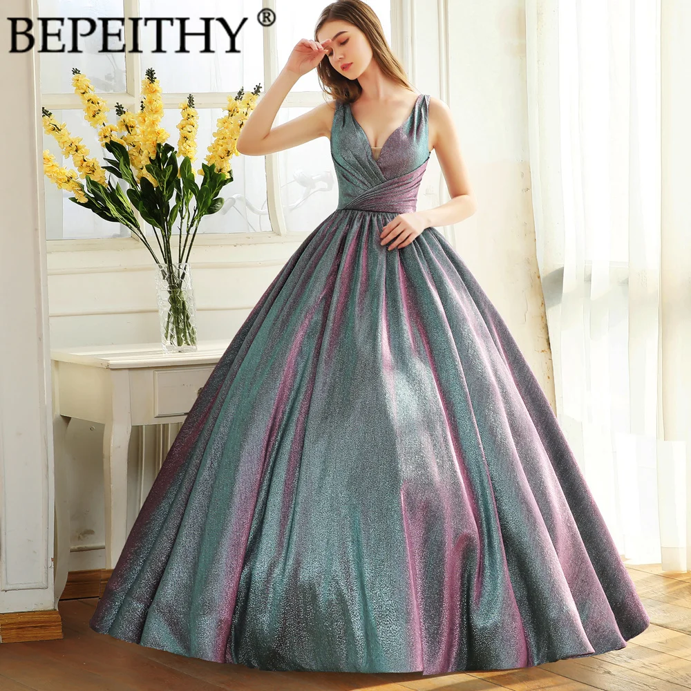

Женское атласное вечернее платье BEPEITHY, винтажное бальное платье-трапеция до пола, с V-образным вырезом, одежда для выпускного вечера, 2022