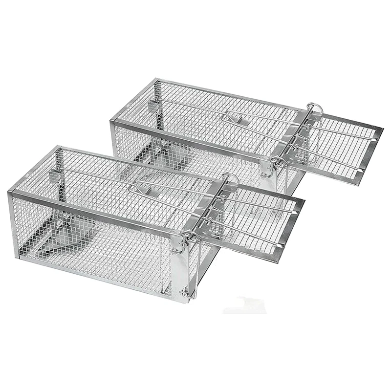 

2-Pack Mouse Traps, Small Animal Humane Live Rat Cage Traps For House Indoor Use To Catch And Release Rats