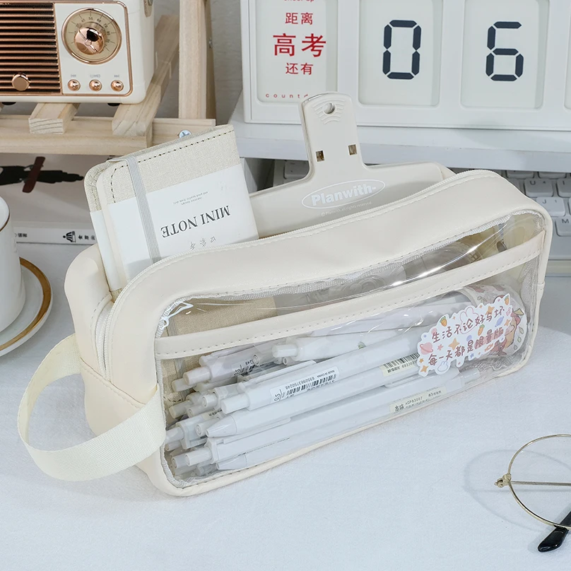 

Transparent Pencil Case School Supplies Pencil Pouch Estuche Large Capacity Pen Case Trousse Scolaire Stationery Pencilcase
