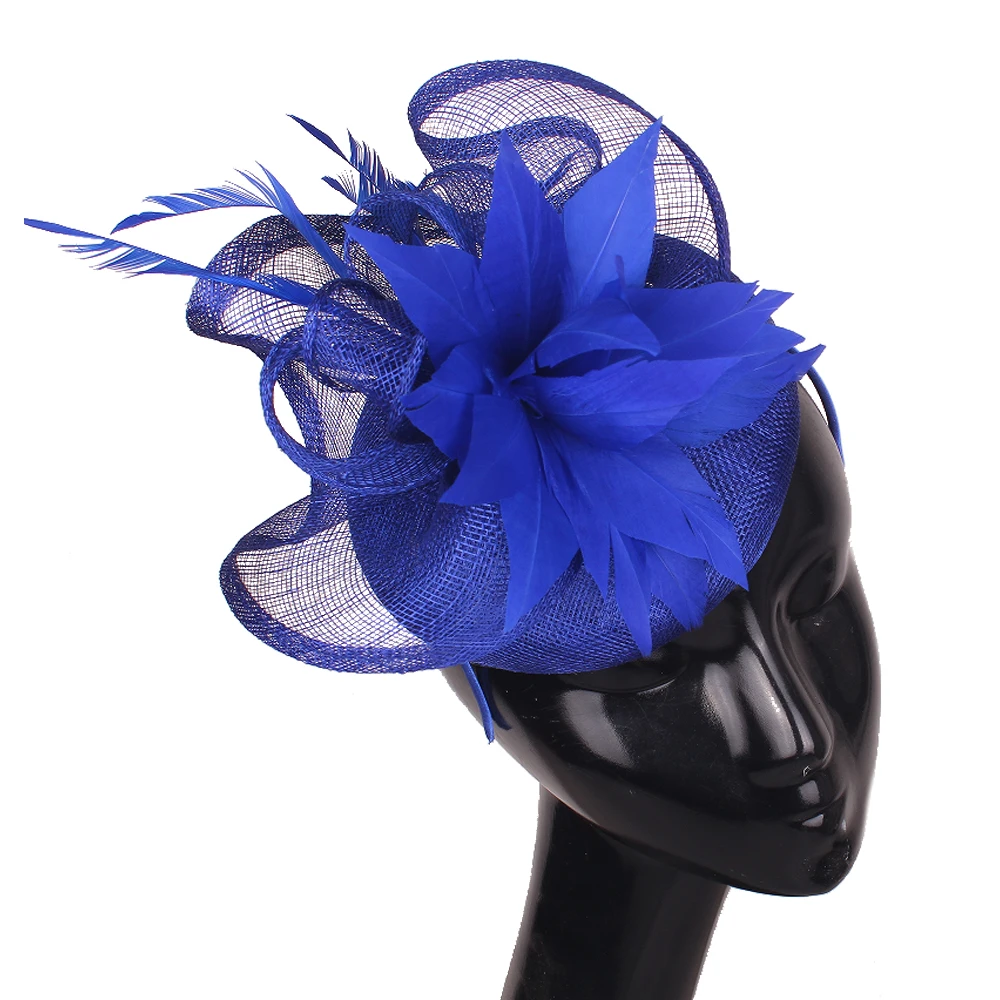 Ярко-розовые элегантные чародеи с перьями шляпа необычные головные уборы Sinamay