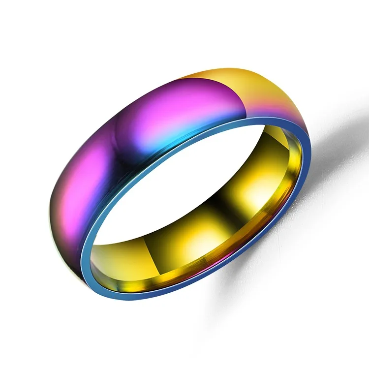 

European and American Fashion Plain Titanium Steel Couple Ring Stainless Steel Colorful Ring Simple Smooth Jewelry Jewelry