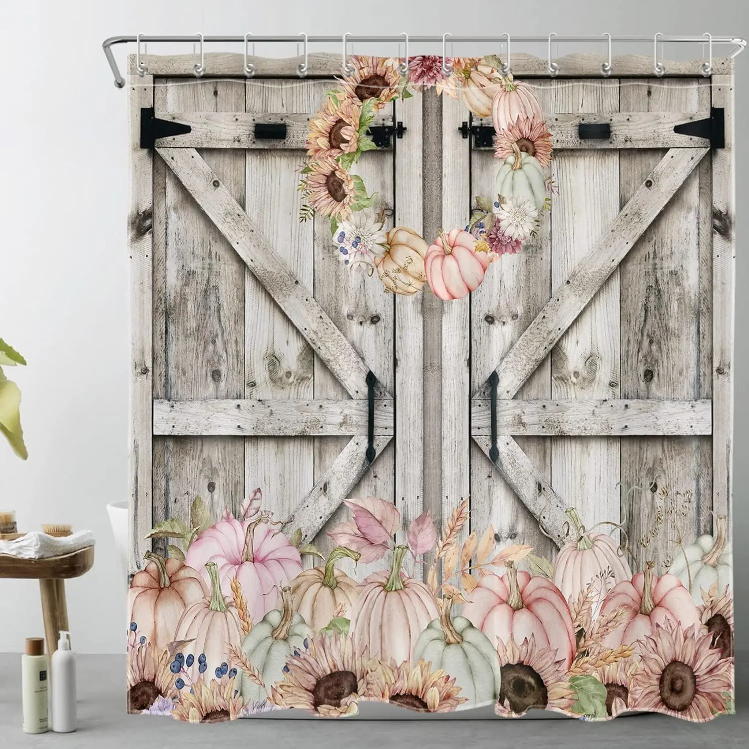 Занавеска для душа в западном стиле лаванда зеленый эвкалипт листья Маргаритка