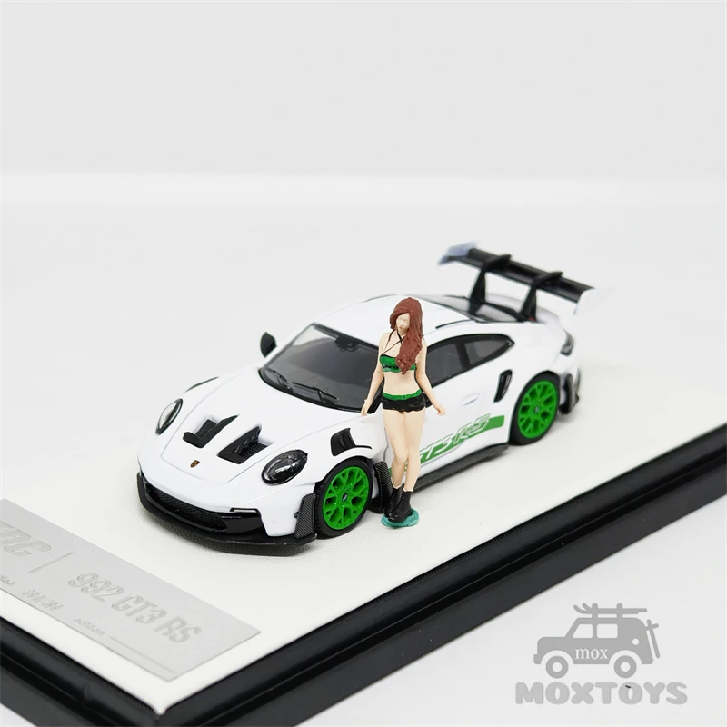 TPC 1:64 992 GT3 RS белый с красными колесами/зелеными колесами литая модель автомобиля