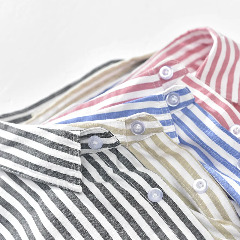 2022 Summer And Spring Men's Shirt  Long Sleeve  Man Business Casual Shirts Classic Striped Male Social Dress Embroidery Shirts