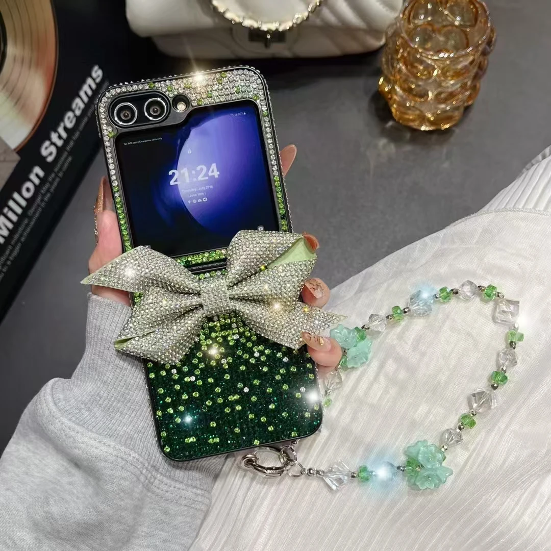 Блестящий чехол для телефона с бриллиантами и бантом цветочным жемчужным