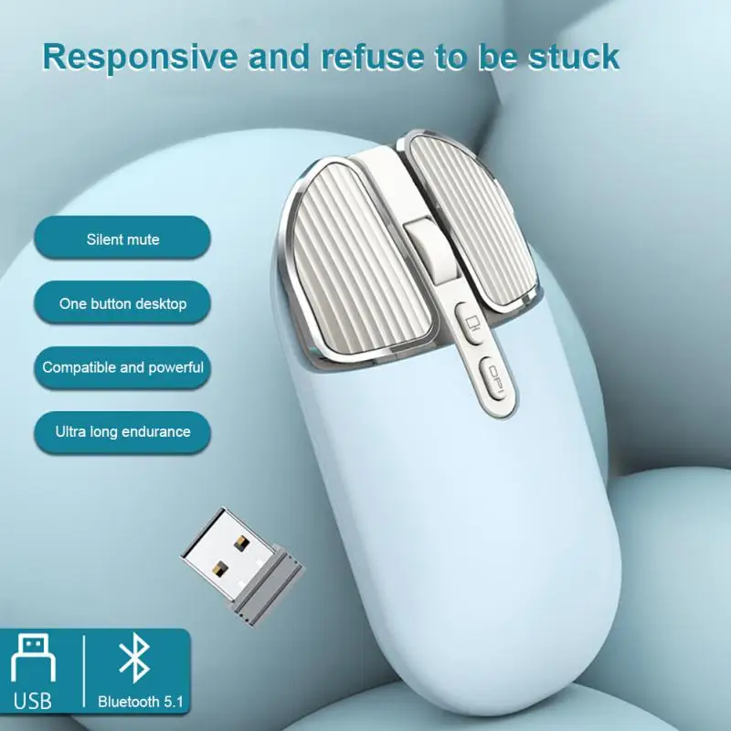 

2400dpi 2.4g Usb Wireless Mouse Portable Dual Mode Bluetooth Wireless Mouse Charging Rechargeable Computer Mice Mute Office Home