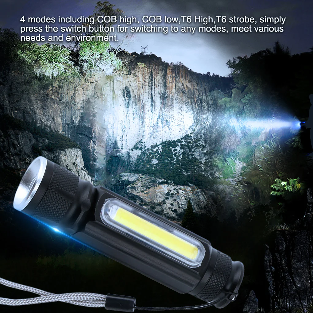 

Flashlight Adjustable Light Telescopic Aluminum Alloy Torch Rechargeable USB Charging Activity for Camping Hiking