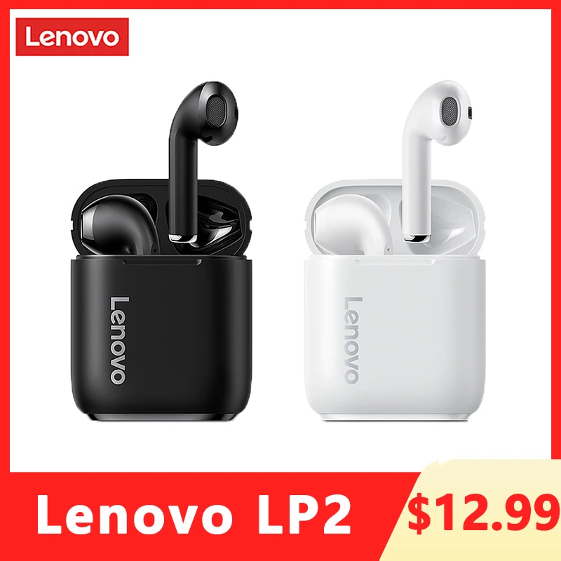 

Original Lenovo LP2 LP1 UPDATED TWS Wireless Earphone Bluetooth 5.0 Dual Stereo Bass Touch Control IPX5 Life Waterproof With Mic