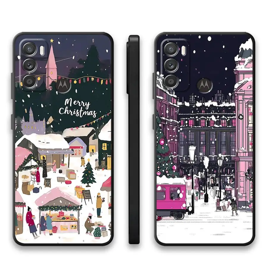 Фото Чехол Christmas Town для Motorola Moto G50 G52 G60s G22 Edge40 Edge 20 Pro 30 Lite G32 G53 G30 G71 G51 G73 №2