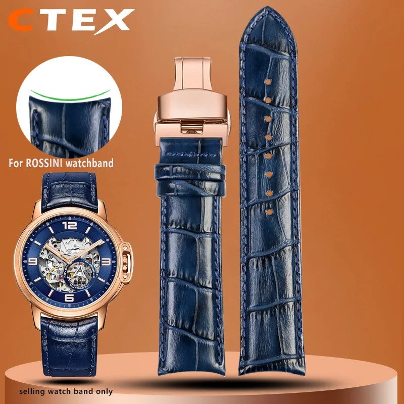 

Arc Interface Leather Watch Strap 20 21 22MM For ROSSINI 517793 617659 616725 518865 519939 Watch Strap Accessorie