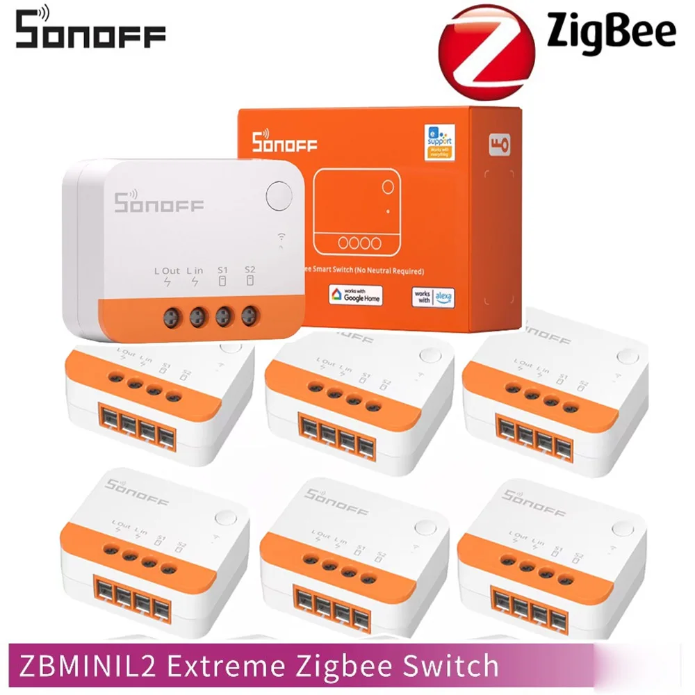 Фото Умный выключатель SONOFF Zigbee1-8 PCS ZBMINI-L2 DIY: модуль управления без нейтрального провода, совместим с Alexa, Google, Алиса Смарт №3