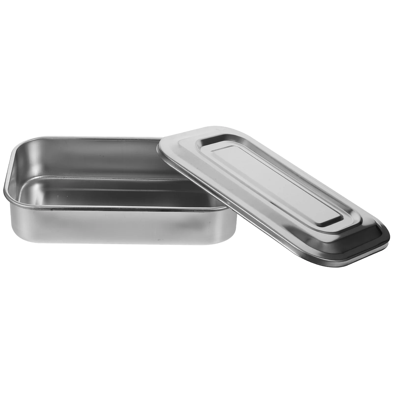 

1pc Instrument Soaking Tray Ophthalmic Tray Stainless Steel Tray Instrument Tray Plate with Lid Metal Tray