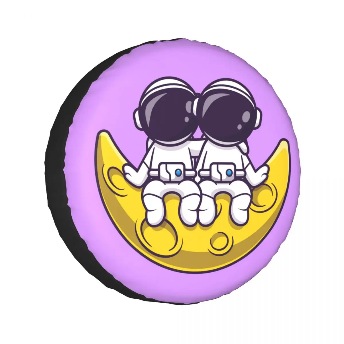 

1Pc Car Spare Tire Cover Couple Astronaut Sitting Moon Case Polyester Tire for Cars Wheel Protection Cover