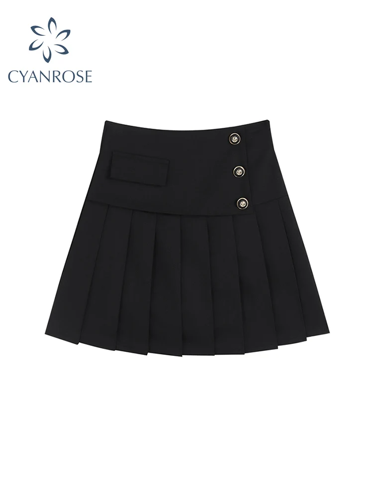 

Women Pleated Skirt Cute Sweet Preppy Style Black High Waist Dance Skirt Summer Fashion Female Gothic E-girl A-line Mini Skirts