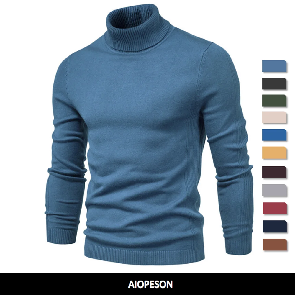 

2022 New Winter Turtleneck Thick Mens Sweaters Casual Turtle Neck Solid Color Quality Warm Slim Turtleneck Sweaters Pullover Men