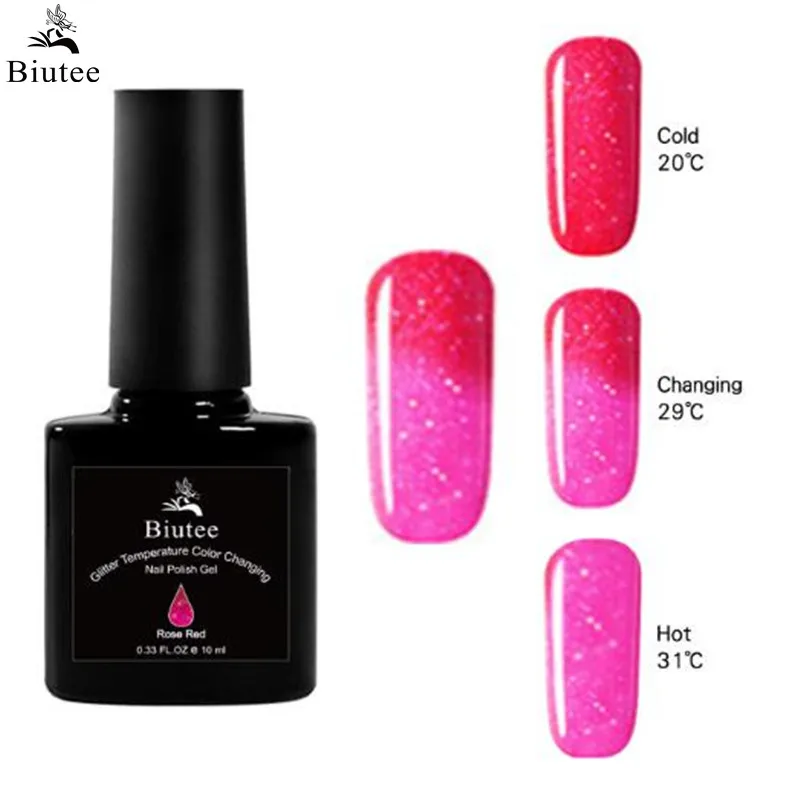 

Biutee 10ml Temperature Color Changing Nail Gel Polish Lacquer UV Thermo Chameleon Varnish Glitter Gel Nails Polish