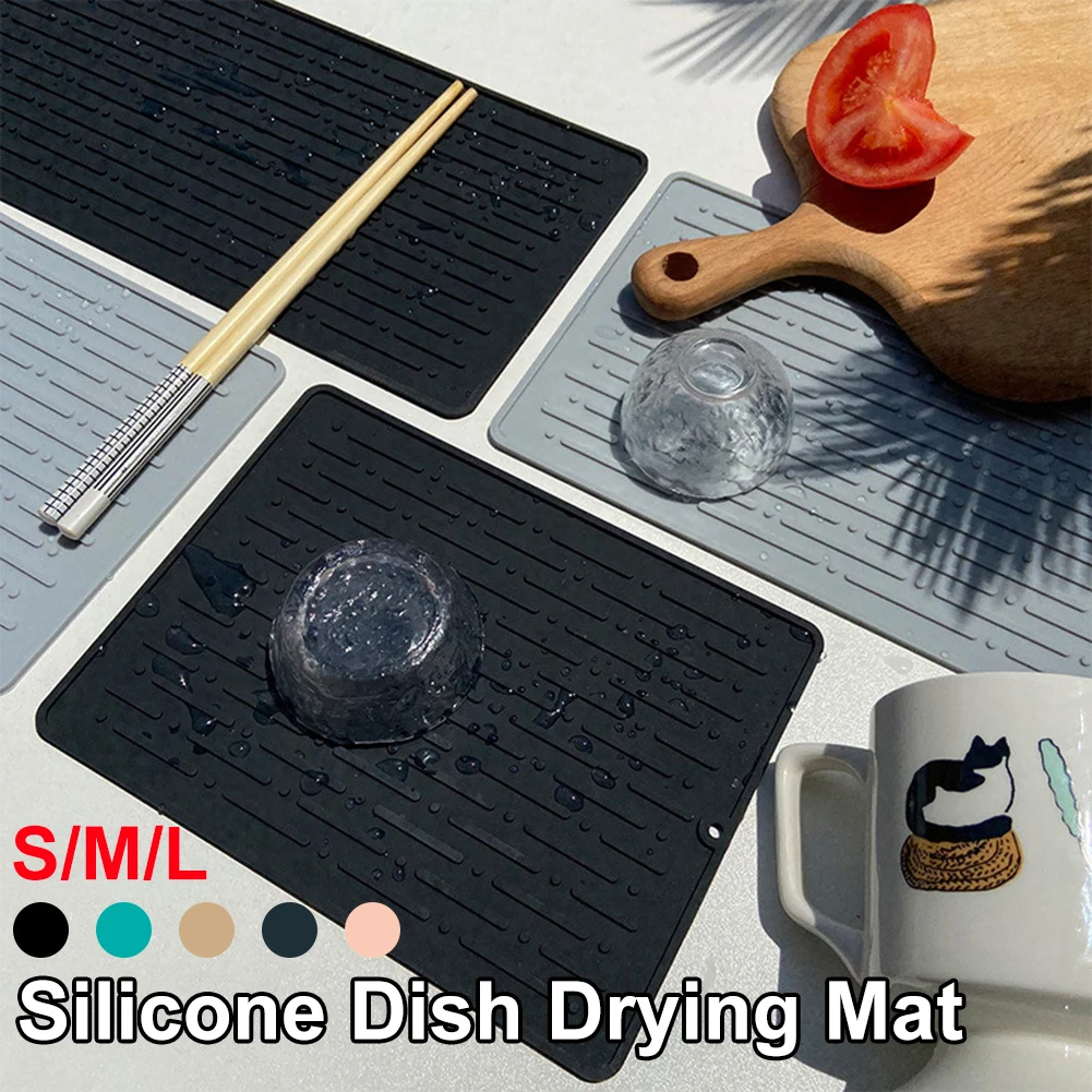 

Silicone Square Dish Table Mat Kitchen Dining Bar Accessories Non Slip Dish Drying Tableware Dishwaser Durable Cushion Pad