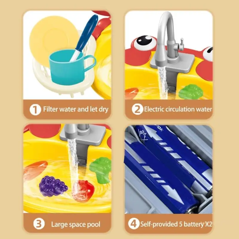Y4UD электрическая игровая раковина с циркулирующей водой набор игрушек для детей