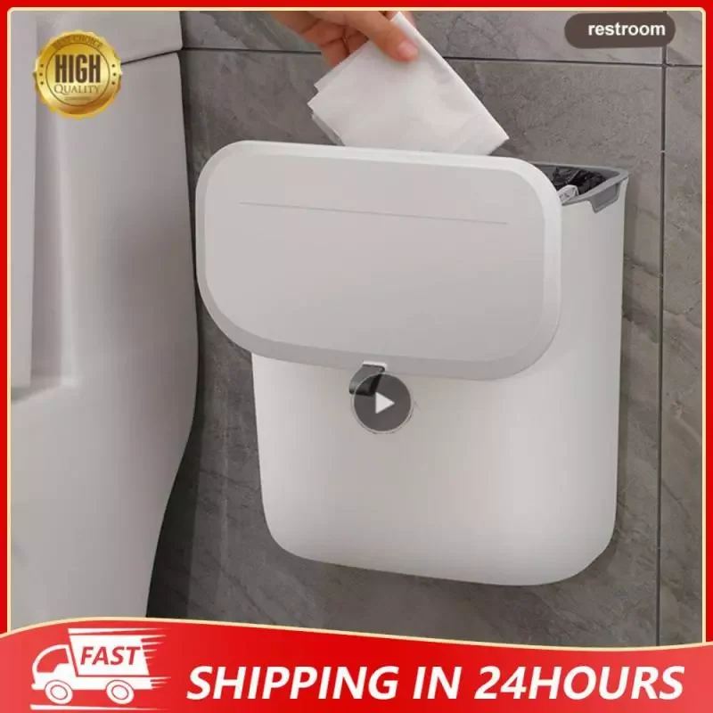 

9L Foldable Kitchen Trash Can Plastic Car Trash Bin Kitchen Cabinet Trash Storage 2022 New Wall Mounted Hanging Trash Bin