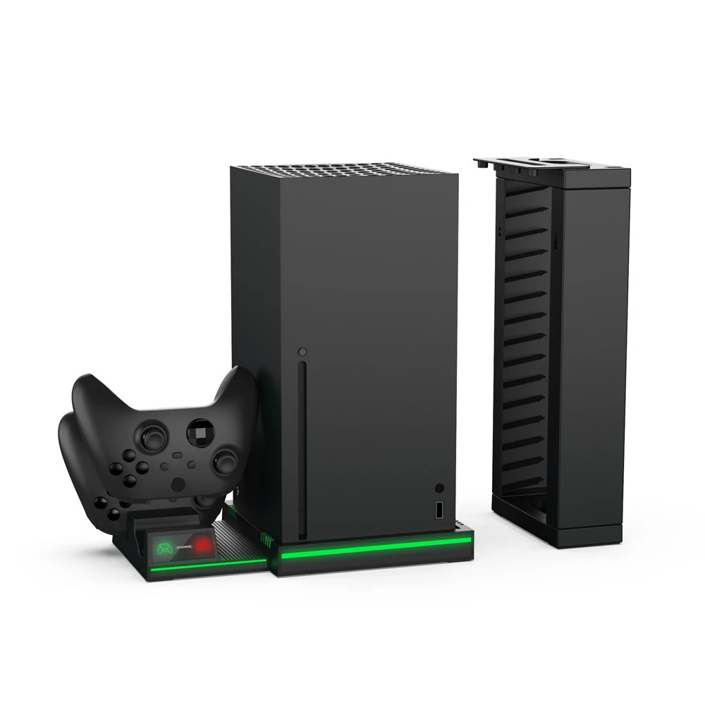 Фото Вертикальная охлаждающая подставка для Xbox SeriesX, двойное зарядное устройство, зарядная док-станция для хранения игр, охлаждающий вентилятор для XBOX серии X №3