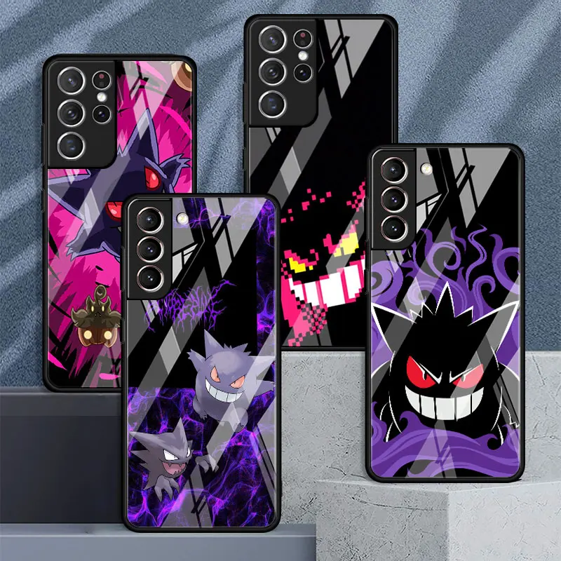 

Cute Pokemon Gengar Glass Case For Samsung Galaxy S23 S22 S20 FE S21 S10 Plus S23Ultra S23Plus Phone Shell Coque