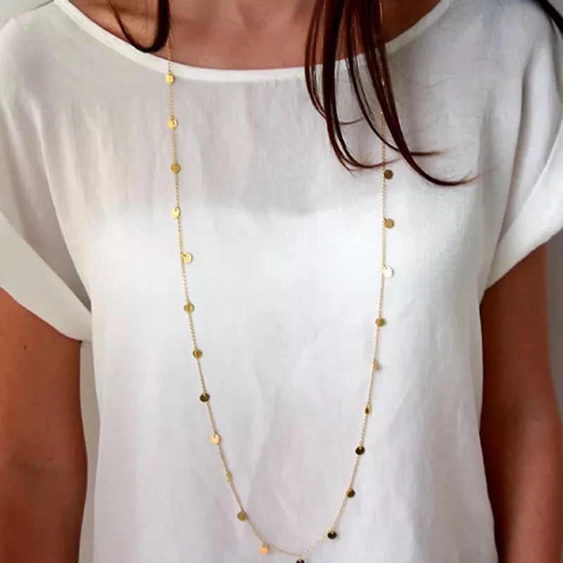 

Bohemia Trendy Women Jewelry Statement Necklace Personality Long Sequins Pendant Maxi Collar Chain