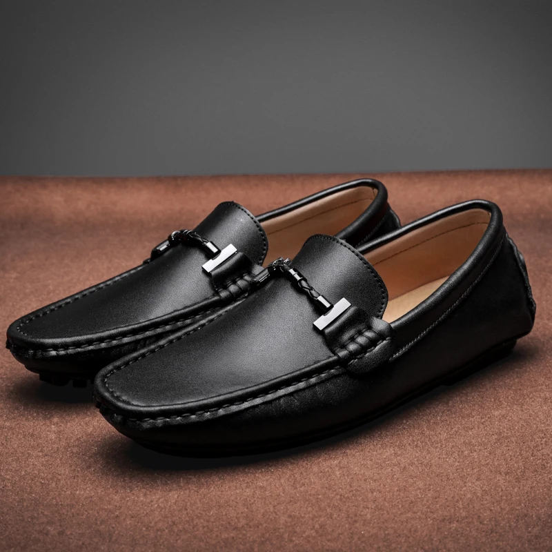 

Men Genuine Leather Casual Shoes Luxury Designer Brand Luxe Loafers Men Flats Slip on Moccasins Cow Leather Men's Shoes Big Size
