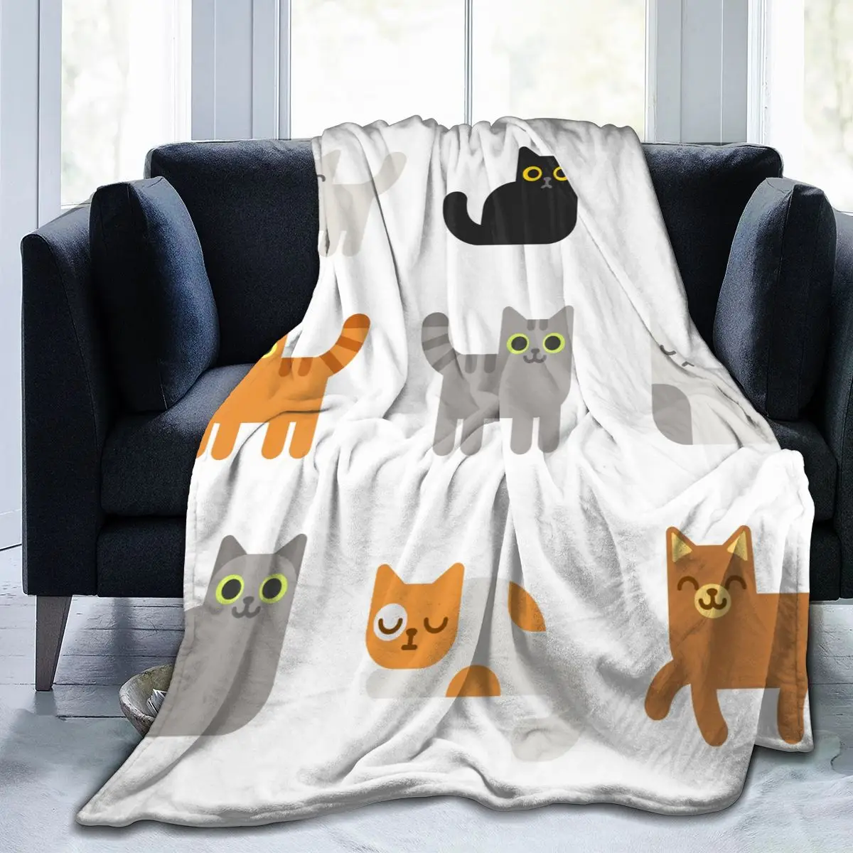 

Мягкое теплое Флисовое одеяло, набор с мультяшными кошками, зимнее покрывало для дивана, 3 размера, легкое тонкое фланелевое одеяло с механи...