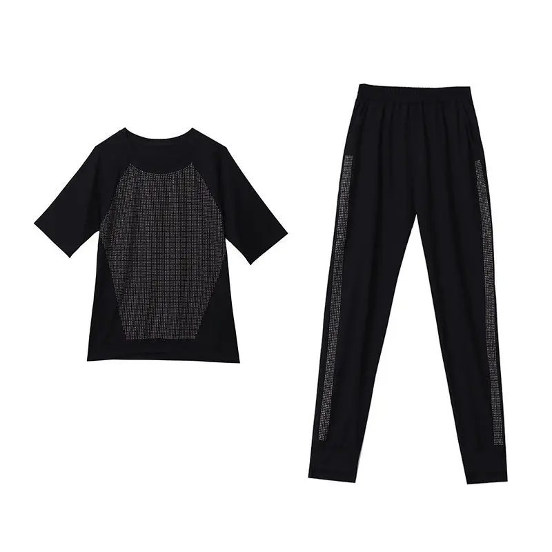 Женский брючный костюм с коротким рукавом Свободный Повседневный из двух