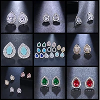 gmgyq classic hot sale simple shiny single water drop high quality cubic zirconia stud earrings for women girls jewelry gift