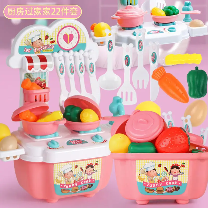 22Pcs Kunststoff Mini Kinder Baby Küche Spielen Haus Spielzeug Simulational Küchen Lagerung Kochgeschirr Kochen Pretend Spielen für Mädchen
