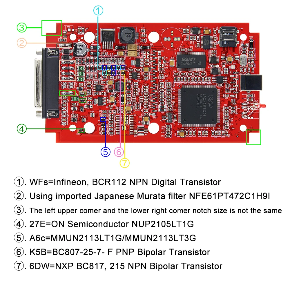 Новый ECU-программатор 2 80 KESS KTAG EU красный V5.017 K TAG V7.020 4 светодиодный 25 онлайн OBD2 чип