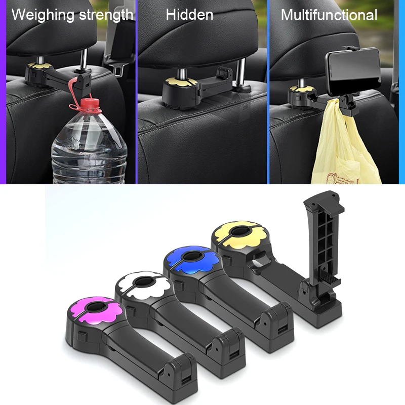 

2 In 1 Car Gadget Car Back Seat Hanger Hook Organizer Car Headrest Hook With Phone Holder For Handbag Car 2 Interior Accessories