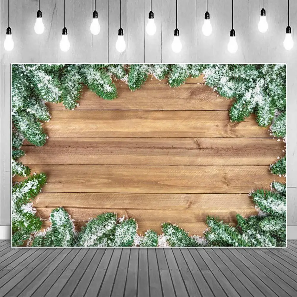 

Фон для фотосъемки с изображением снега Рождества деревянной доски украшения на заказ детские деревянные доски сосновые деревья студийные...