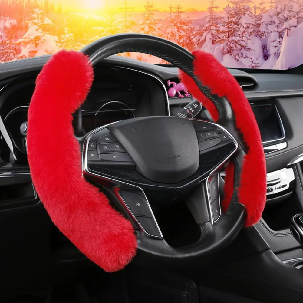 

1 Pair Unique Steering Wheel Protector Comfortable Grip Compact Car Steering Wheel Cover Fluffy Soft Steering Wheel Cover