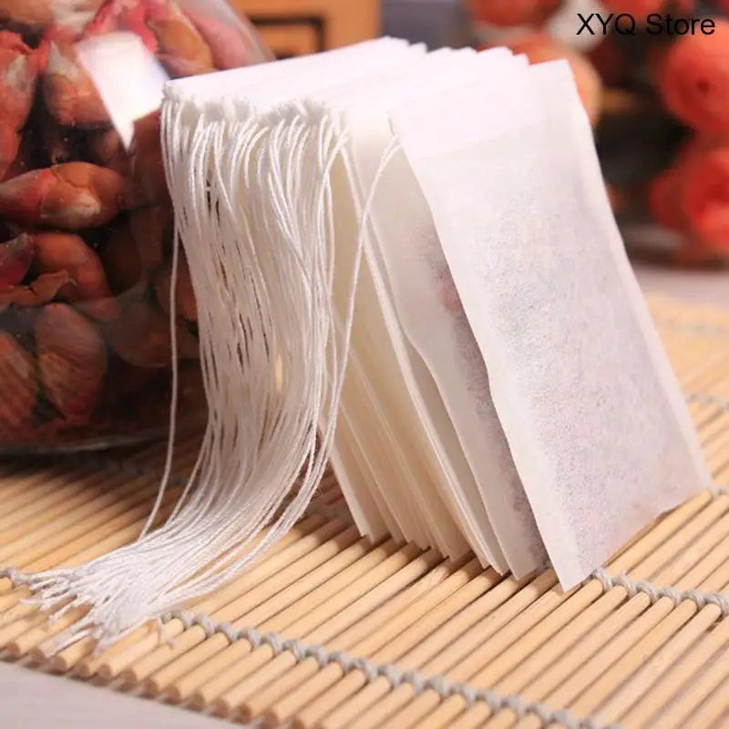 

Hot Sale 100pcs Non Woven Empty Tea Bags String Seal Filter Herb Loose Disposable Tea Bags Convenient Essential Tools F0010