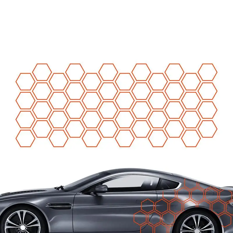

Car Honeycomb Side Sticker Car Full Wrap Sticker Geometric Pattern Cute Bees Decal 50*200cm/19.68*78.74in Honeycomb Car Full
