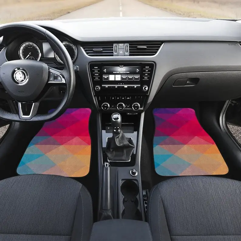 

Colorful Red Pink Peach Abstract Art Car Floor Mats Set, Front and Back Floor Mats for Car, Car Accessories