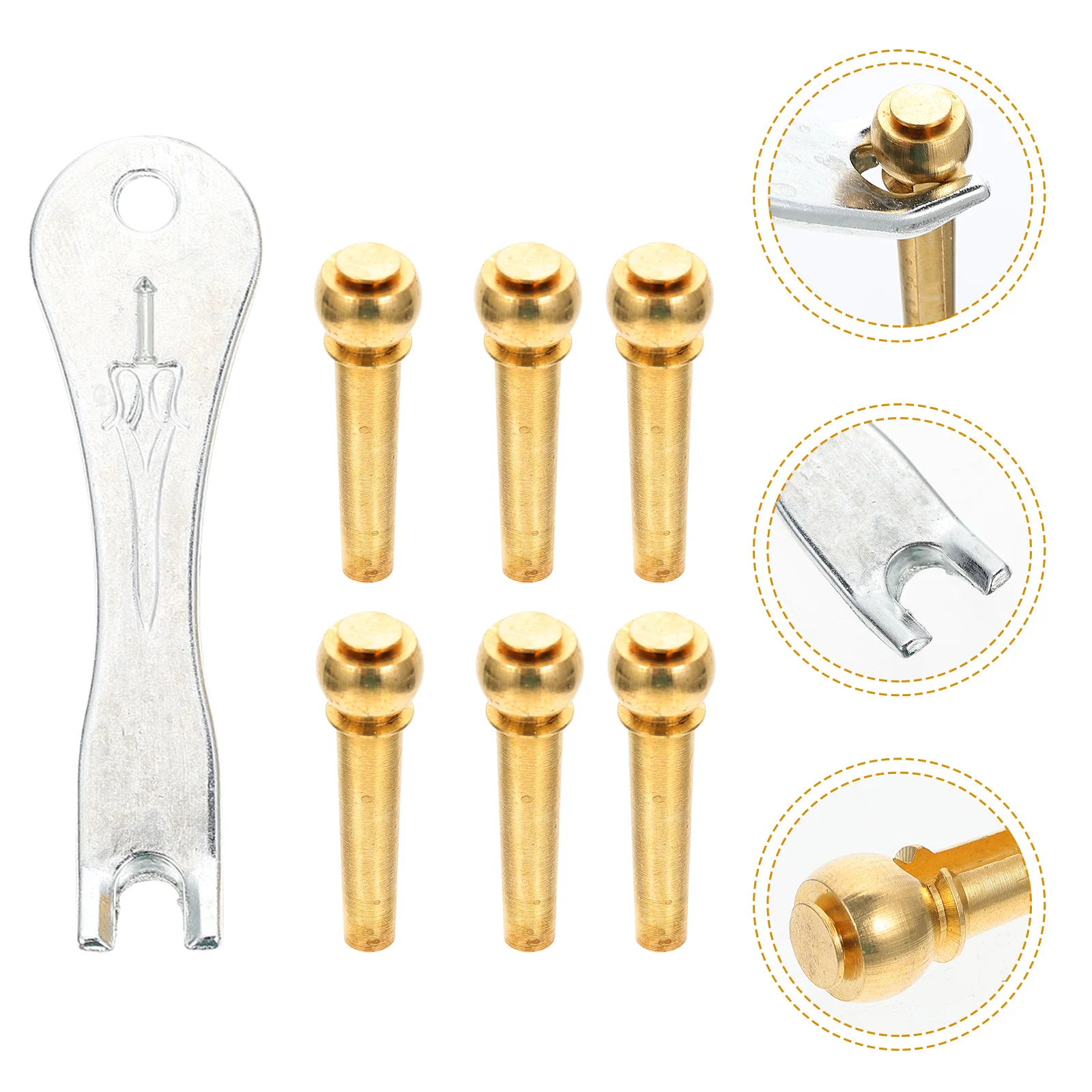 

Guitar Bridge Pin Pegs Acoustic String Tool Tuning Nail Parts Replacement Peg Puller Strings Removal Brass Saddle Remover 6